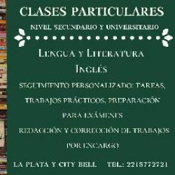 Clases de Lengua, Literatura e Inglés en La Plata, Pcia. Buenos Aires (GBA Sur)